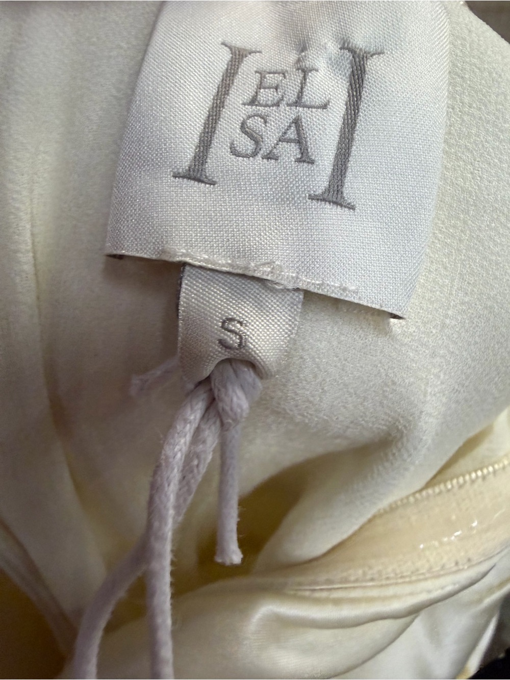 HELSA The Silk Faye Dress Egg Shell Strapless Ivory Satin bow Gown Revolve S - Picture 7 of 10